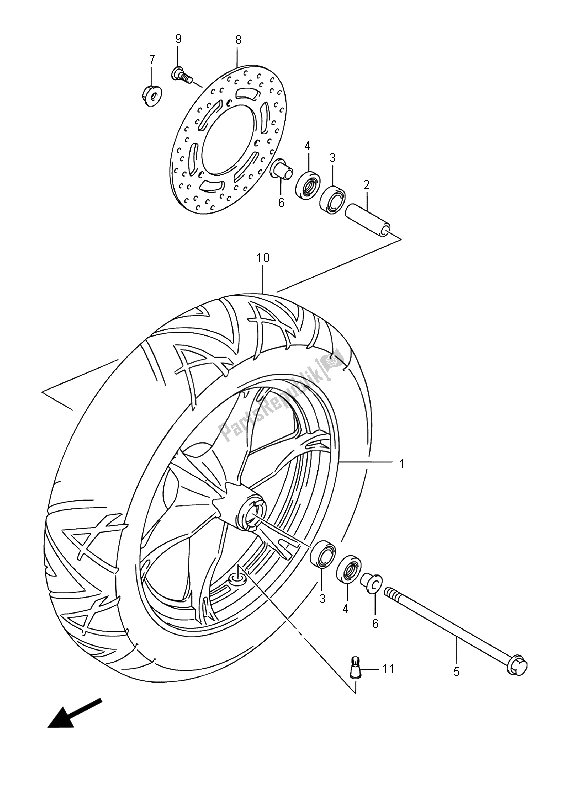 All parts for the Front Wheel of the Suzuki UH 200A Burgman 2015