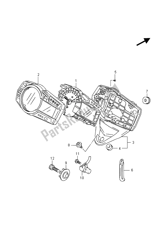 All parts for the Speedometer (gsx-r750) of the Suzuki GSX R 750 2014