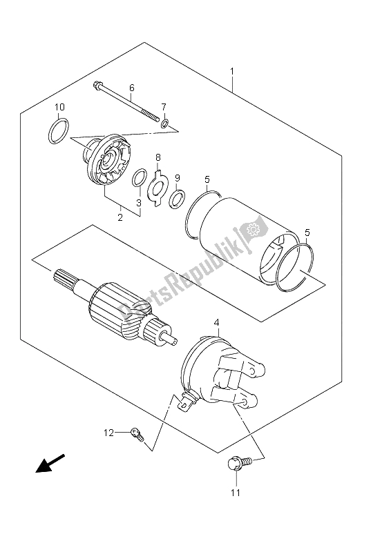 All parts for the Starting Motor of the Suzuki UH 200 Burgman 2008