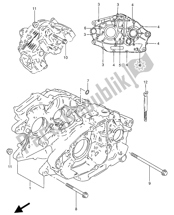 All parts for the Crankcase of the Suzuki GN 250 1988