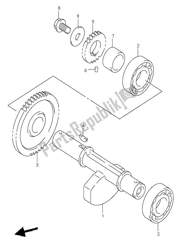 All parts for the Crank Balancer of the Suzuki LT A 500F Vinson 4X4 2007