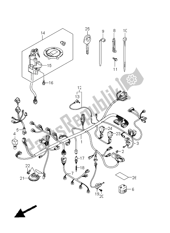 Tutte le parti per il Cablaggio (gsx650fa E21) del Suzuki GSX 650 FA 2011