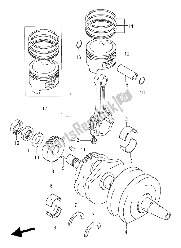 Toutes les pièces pour le Vilebrequin du Suzuki GS 500 2002