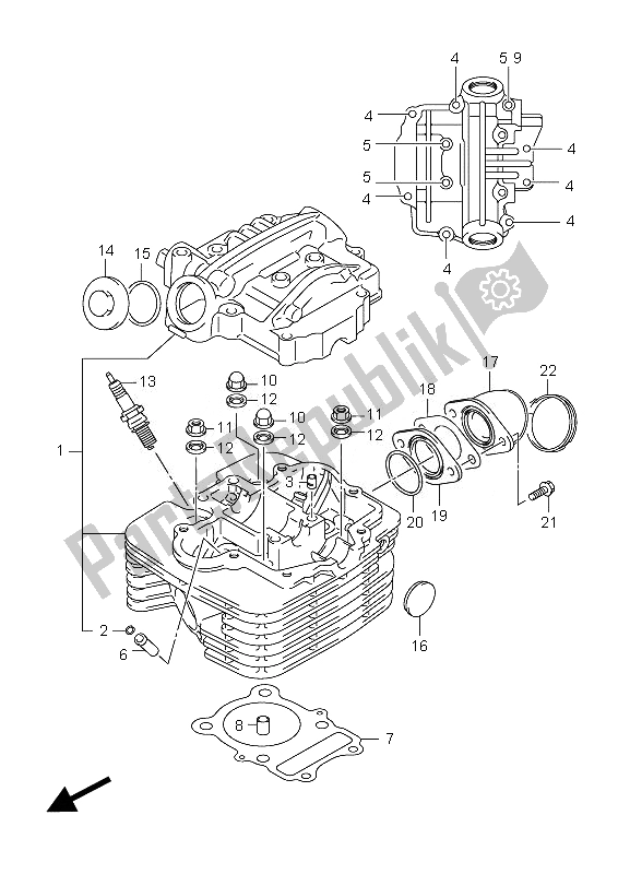 Alle onderdelen voor de Cilinderkop van de Suzuki LT F 250 Ozark 2010