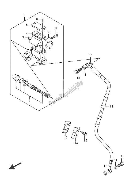 All parts for the Front Master Cylinder of the Suzuki RM Z 250 2016