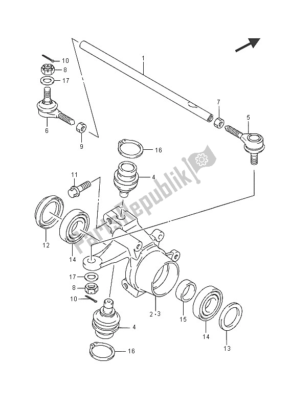 All parts for the Steering Knuckle of the Suzuki LT F 400F Kingquad FSI 4X4 2016