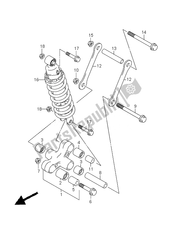 All parts for the Rear Cushion Lever of the Suzuki VZ 800Z Intruder 2007