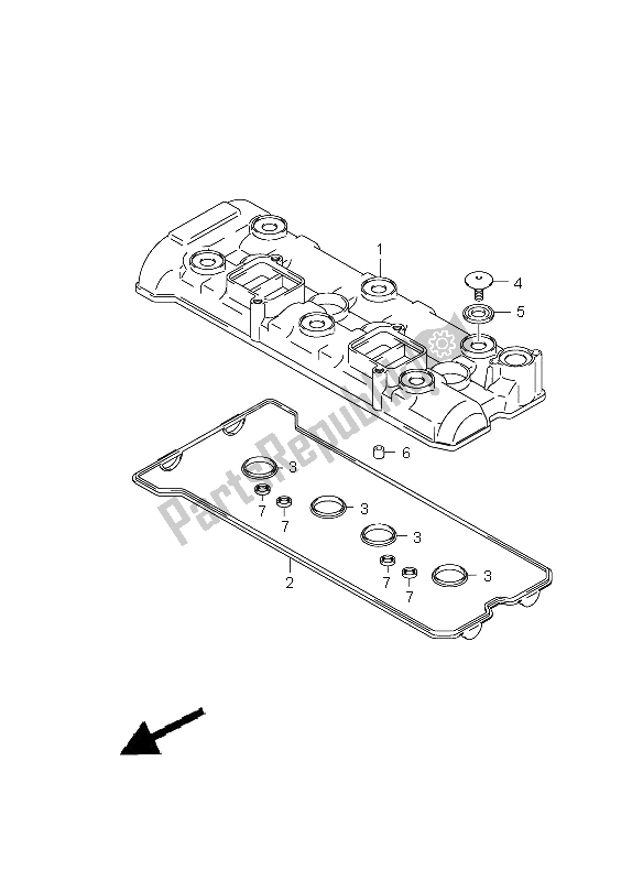 All parts for the Cylinder Head Cover of the Suzuki GSX R 1000 2005