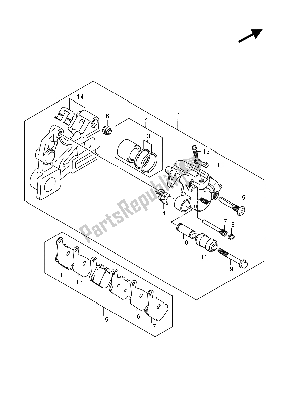 Tutte le parti per il Pinza Posteriore (gsr750ue) del Suzuki GSR 750A 2015