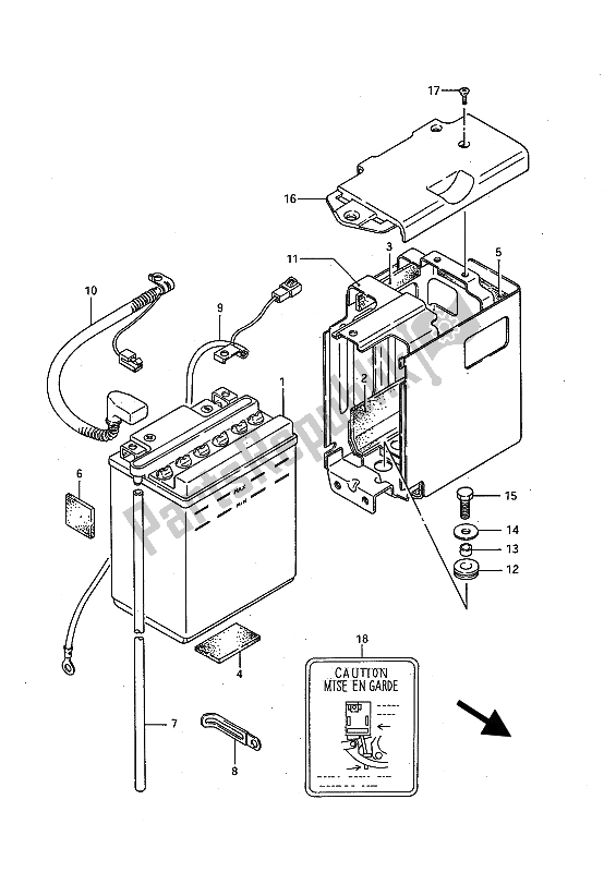 All parts for the Battery of the Suzuki LS 650 FP Savage 1986