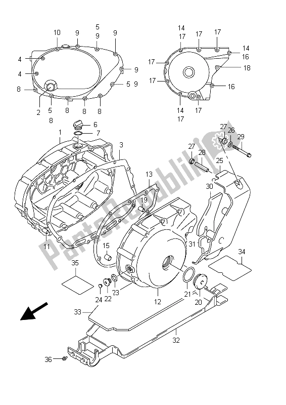 Alle onderdelen voor de Carter Deksel van de Suzuki C 800 VL Intruder 2012