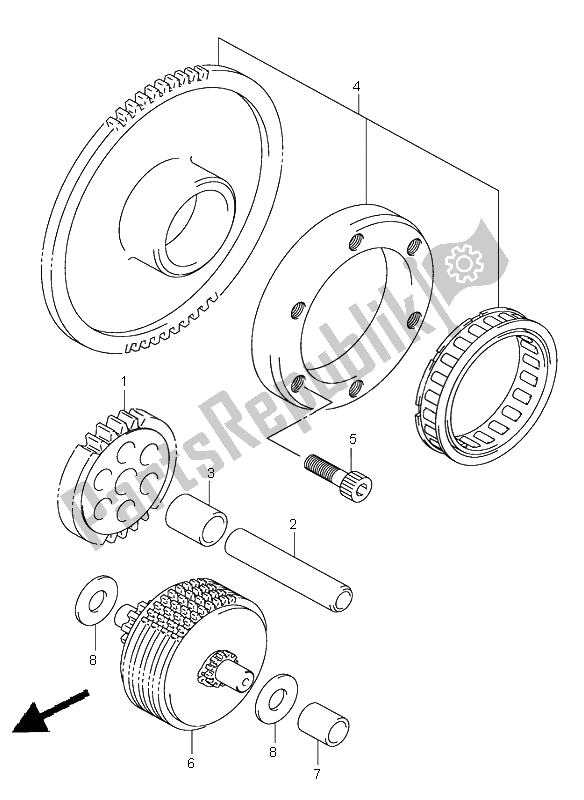 All parts for the Starter Clutch of the Suzuki DL 1000 V Strom 2006