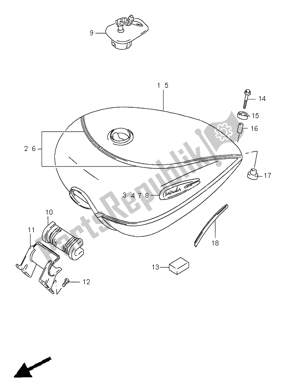 Todas las partes para Depósito De Combustible de Suzuki VS 1400 Intruder 2000