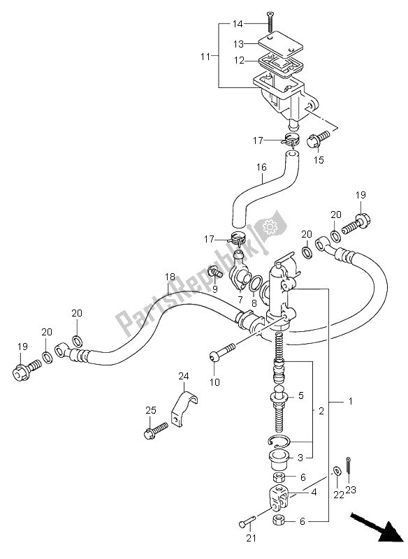 Todas las partes para Cilindro Maestro Trasero de Suzuki GSX R 750 2002