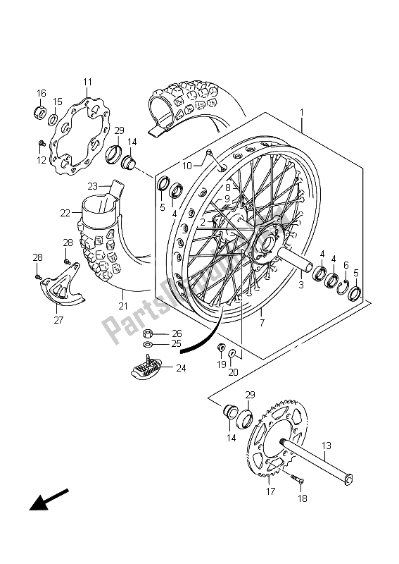 All parts for the Rear Wheel of the Suzuki RM Z 450 2015