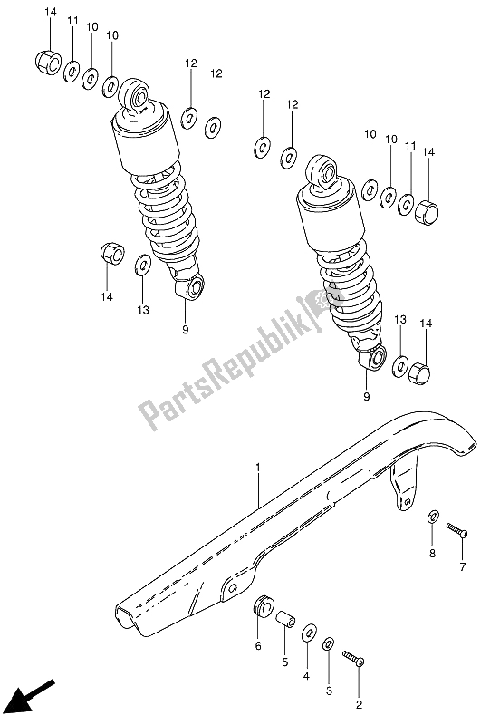 All parts for the Chain Case & Shock Absorber of the Suzuki GN 250E 1991