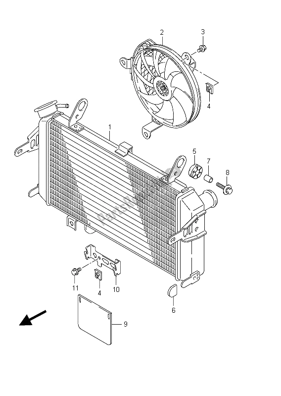 All parts for the Radiator of the Suzuki SFV 650A Gladius 2011