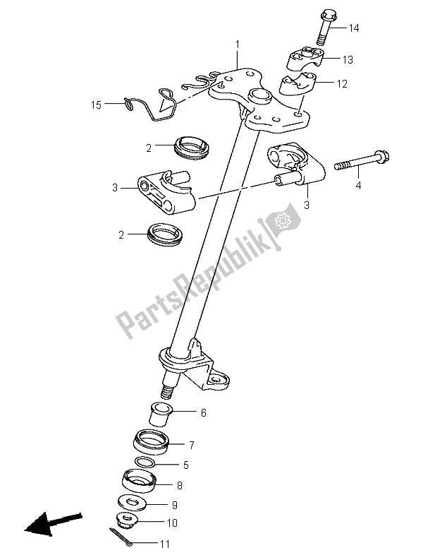 All parts for the Steering Shaft of the Suzuki LT A 400F Eiger 4X4 2003