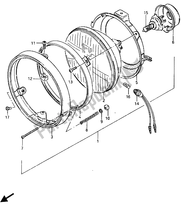 All parts for the Headlamp (gsx750ef) of the Suzuki GSX 750 Esefe 1985