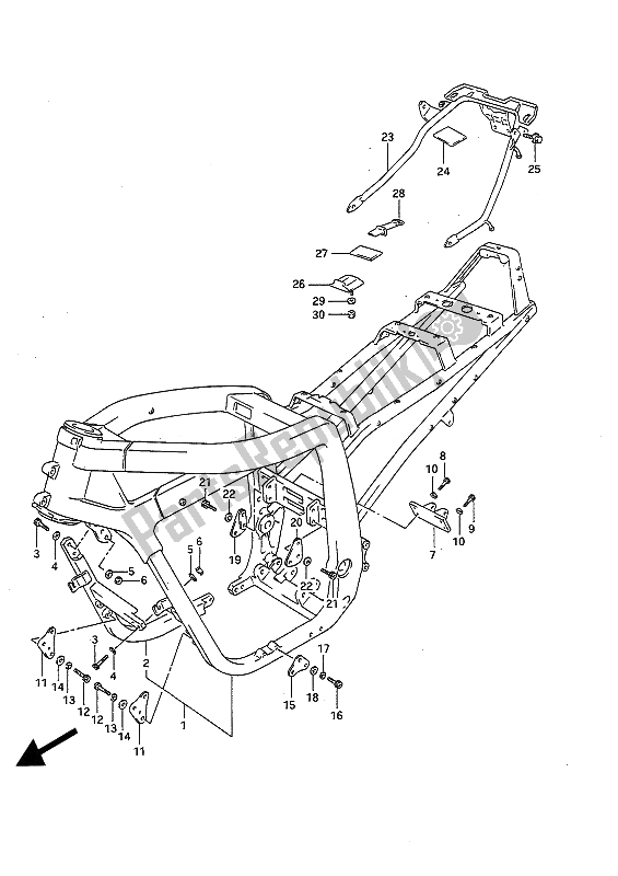 All parts for the Frame of the Suzuki GSX R 750 1991