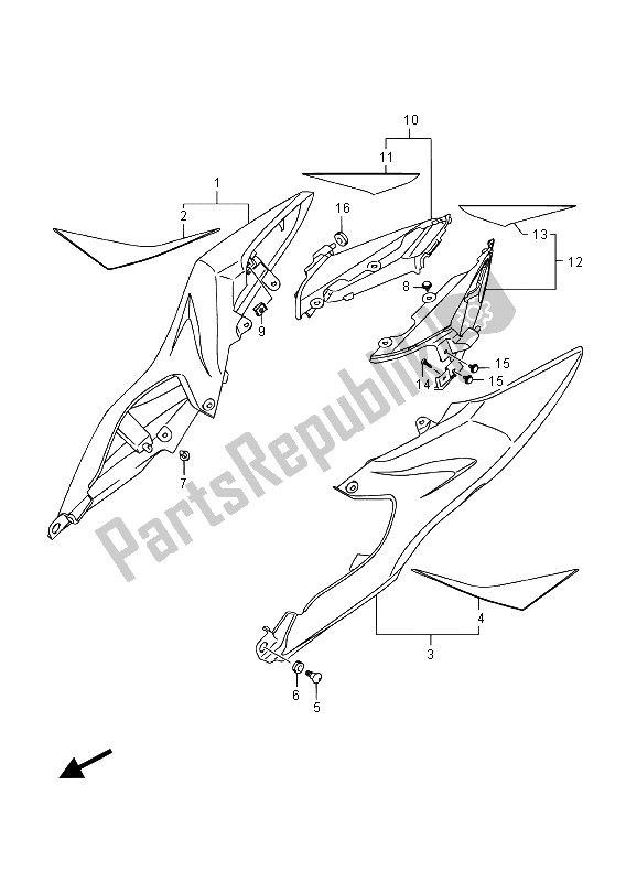 All parts for the Frame Cover (ysf) of the Suzuki GSX R 1000A 2015