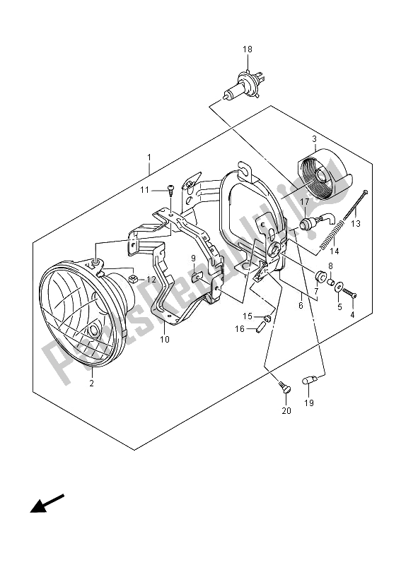 Tutte le parti per il Proiettore (vl800bue E19) del Suzuki VL 800B Intruder 2014