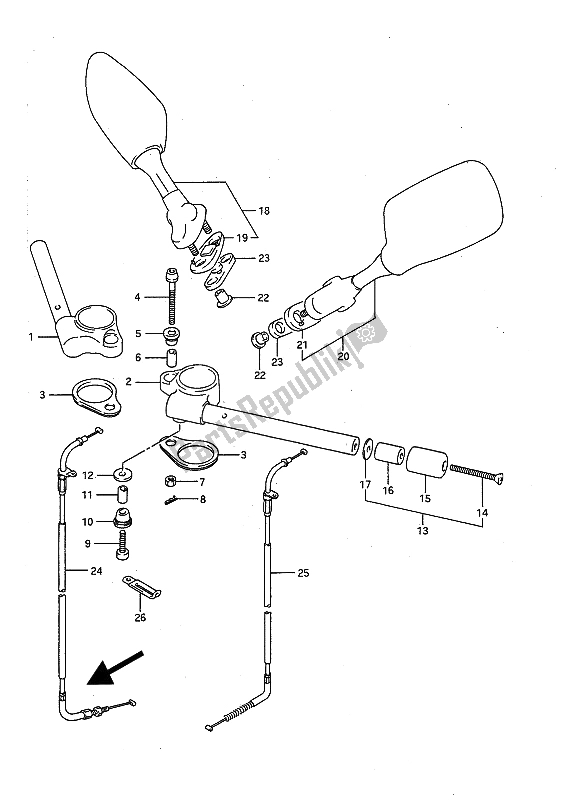 All parts for the Handlebar of the Suzuki GSX R 1100 1991