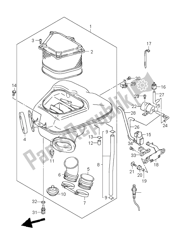 All parts for the Air Cleaner of the Suzuki GSX 1300R Hayabusa 2000