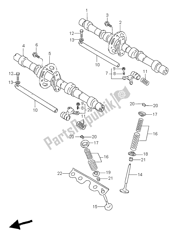 Todas las partes para Eje De Levas Y Válvula de Suzuki GSX 600F 2001