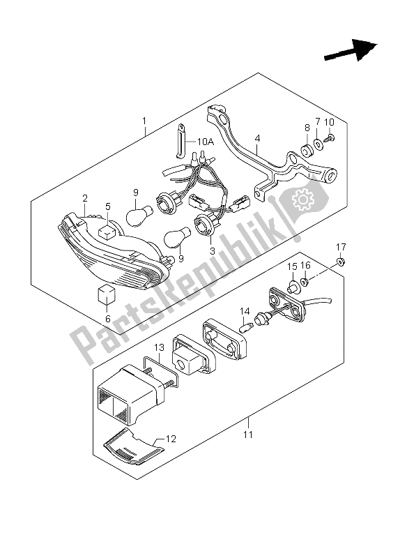 All parts for the Rear Combination Lamp of the Suzuki DL 1000 V Strom 2009