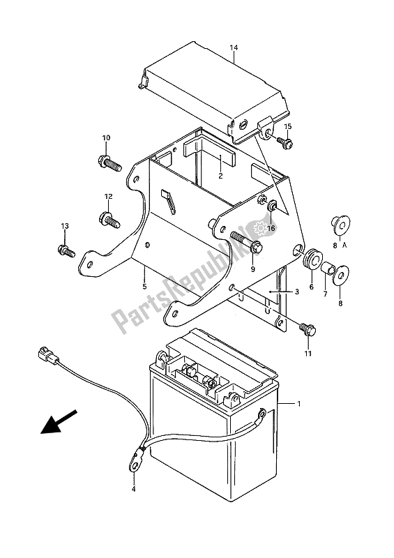 All parts for the Battery of the Suzuki VS 1400 Glpf Intruder 1994