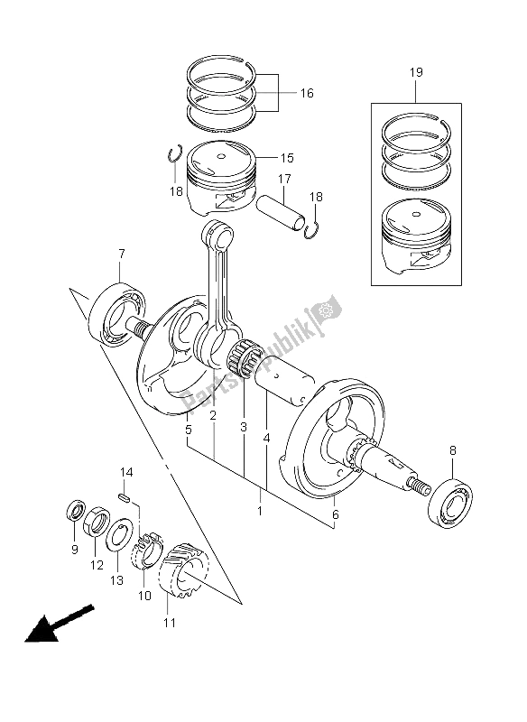 All parts for the Crankshaft of the Suzuki RV 125 Vanvan 2008