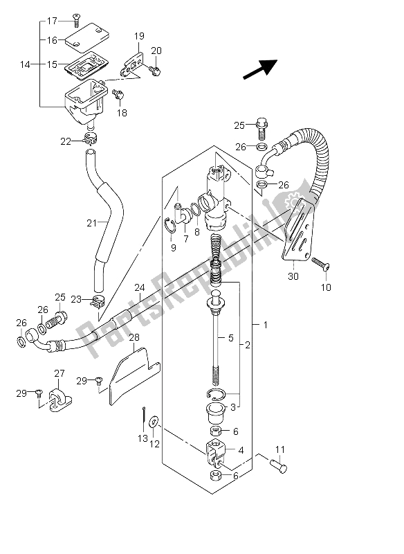 All parts for the Rear Master Cylinder of the Suzuki DL 650 V Strom 2004