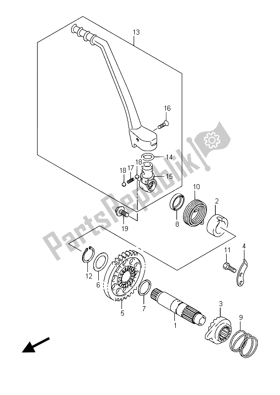 All parts for the Kick Starter of the Suzuki RM Z 250 2015