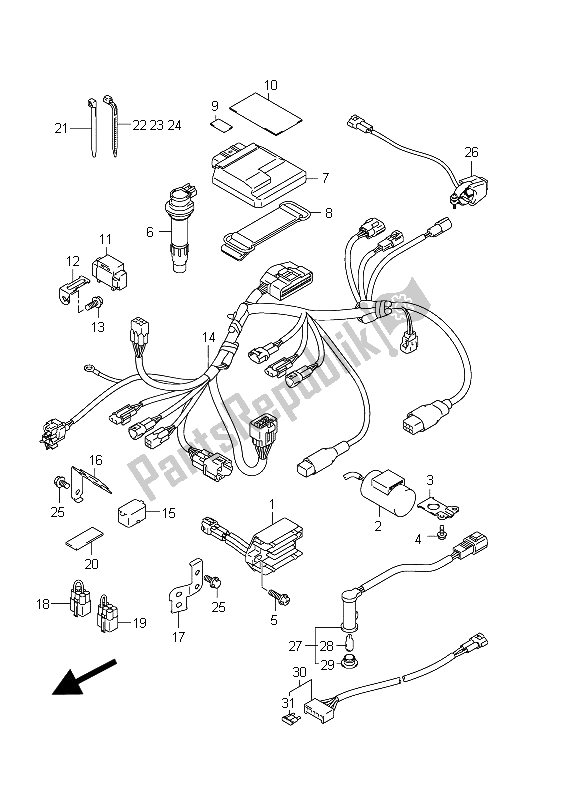 Alle onderdelen voor de Elektrisch van de Suzuki RM Z 250 2011