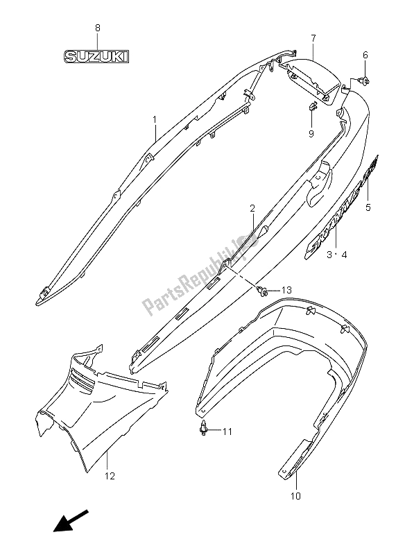 All parts for the Frame Cover (e38) of the Suzuki AN 250 Burgman 2006