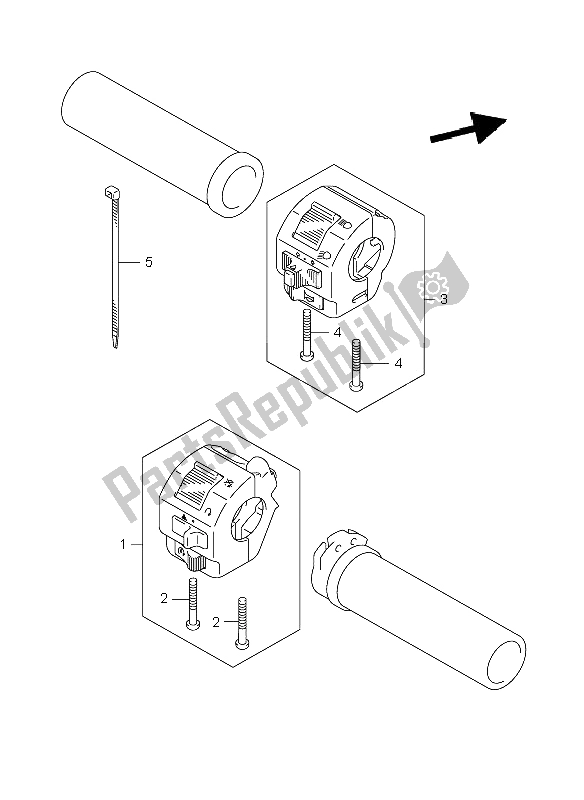 Alle onderdelen voor de Handvat Schakelaar van de Suzuki VL 800C Volusia 2006