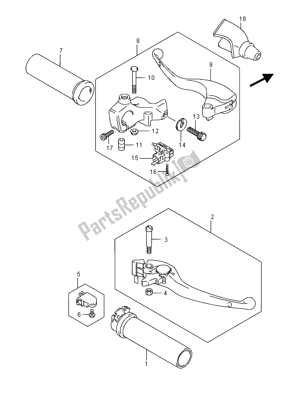 Toutes les pièces pour le Levier De Poignée du Suzuki VL 1500 BT Intruder 2015