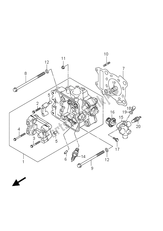 All parts for the Cylinder Head of the Suzuki UH 125 Burgman 2008