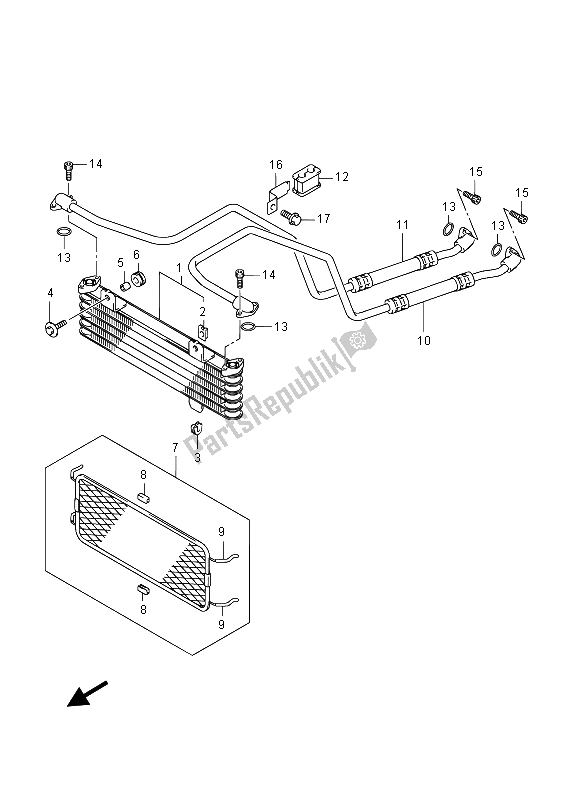 All parts for the Oil Cooler of the Suzuki LT F 400F Kingquad FSI 4X4 2015