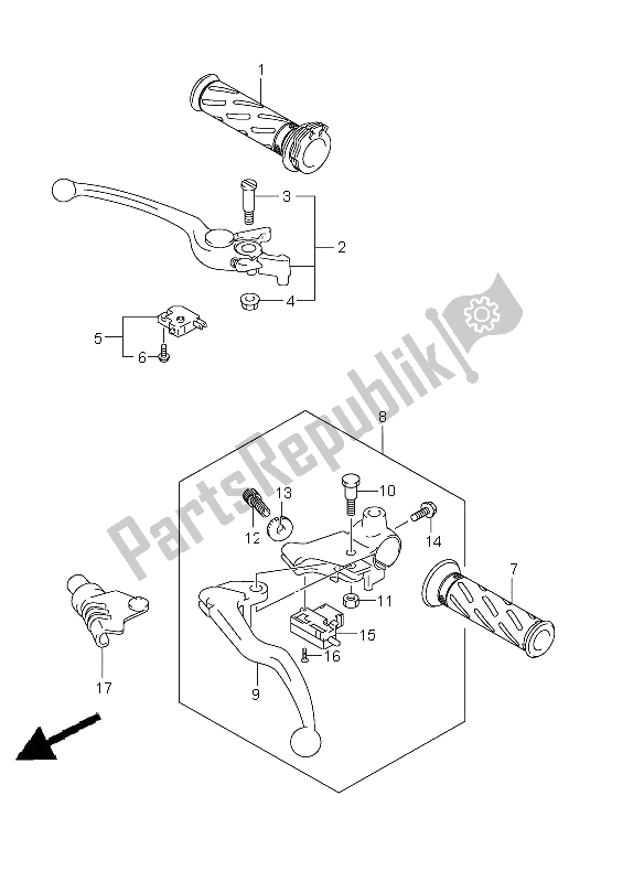 All parts for the Handle Lever (dl650 E24) of the Suzuki DL 650A V Strom 2011
