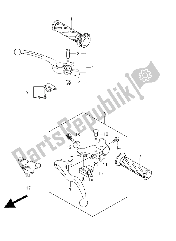 All parts for the Handle Lever (dl650 E24) of the Suzuki DL 650A V Strom 2011