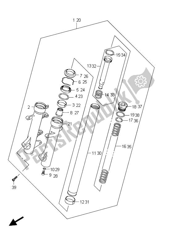 Toutes les pièces pour le Amortisseur De Fourche Avant (an400za E2) du Suzuki Burgman AN 400 AZA 2011