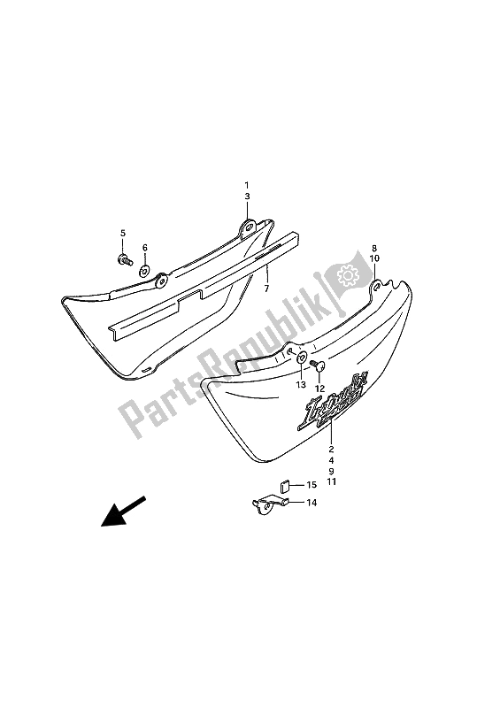 Alle onderdelen voor de Frame Afdekking van de Suzuki VS 1400 Glpf Intruder 1991