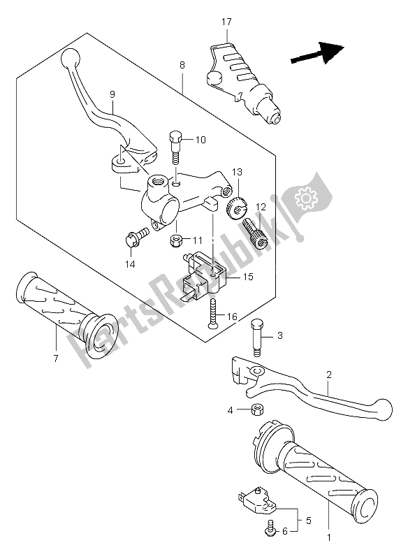 Tutte le parti per il Leva Della Maniglia del Suzuki VL 125 Intruder 2006