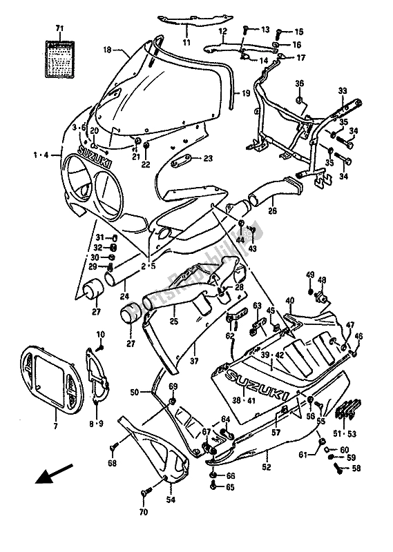 Todas as partes de Capota (7jj-9hd) do Suzuki GSX R 750 1988