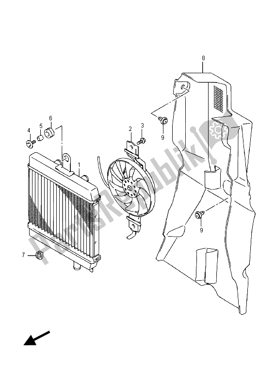 All parts for the Radiator of the Suzuki UH 200A Burgman 2015