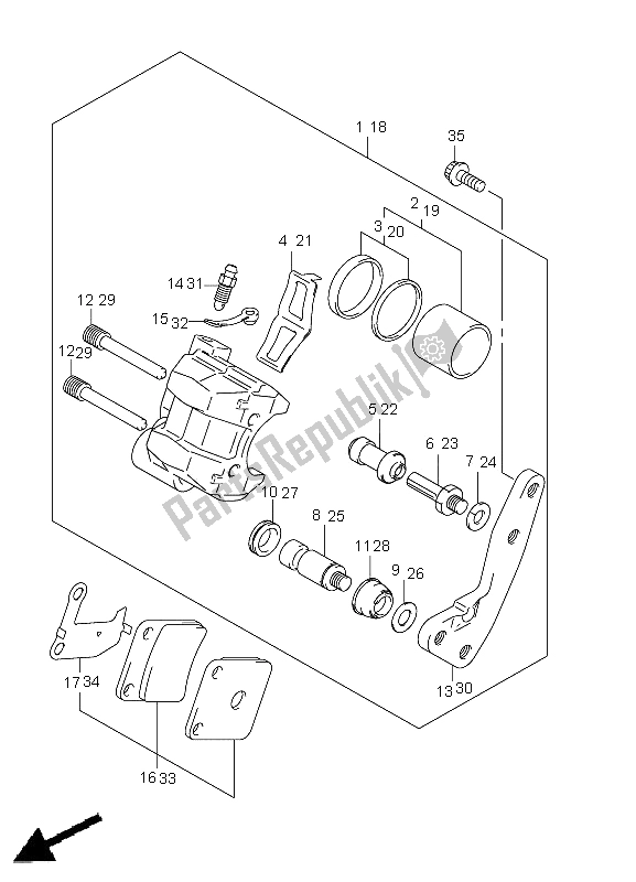 All parts for the Front Caliper of the Suzuki LT F 250 Ozark 2012