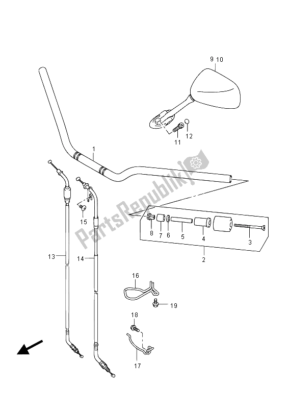 Alle onderdelen voor de Stuur (gsf650sua) van de Suzuki GSF 650 Sasa Bandit 2012