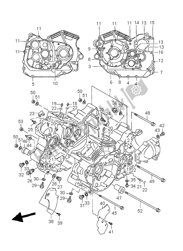 All parts for the Crankcase of the Suzuki VL 1500 Intruder LC 1998